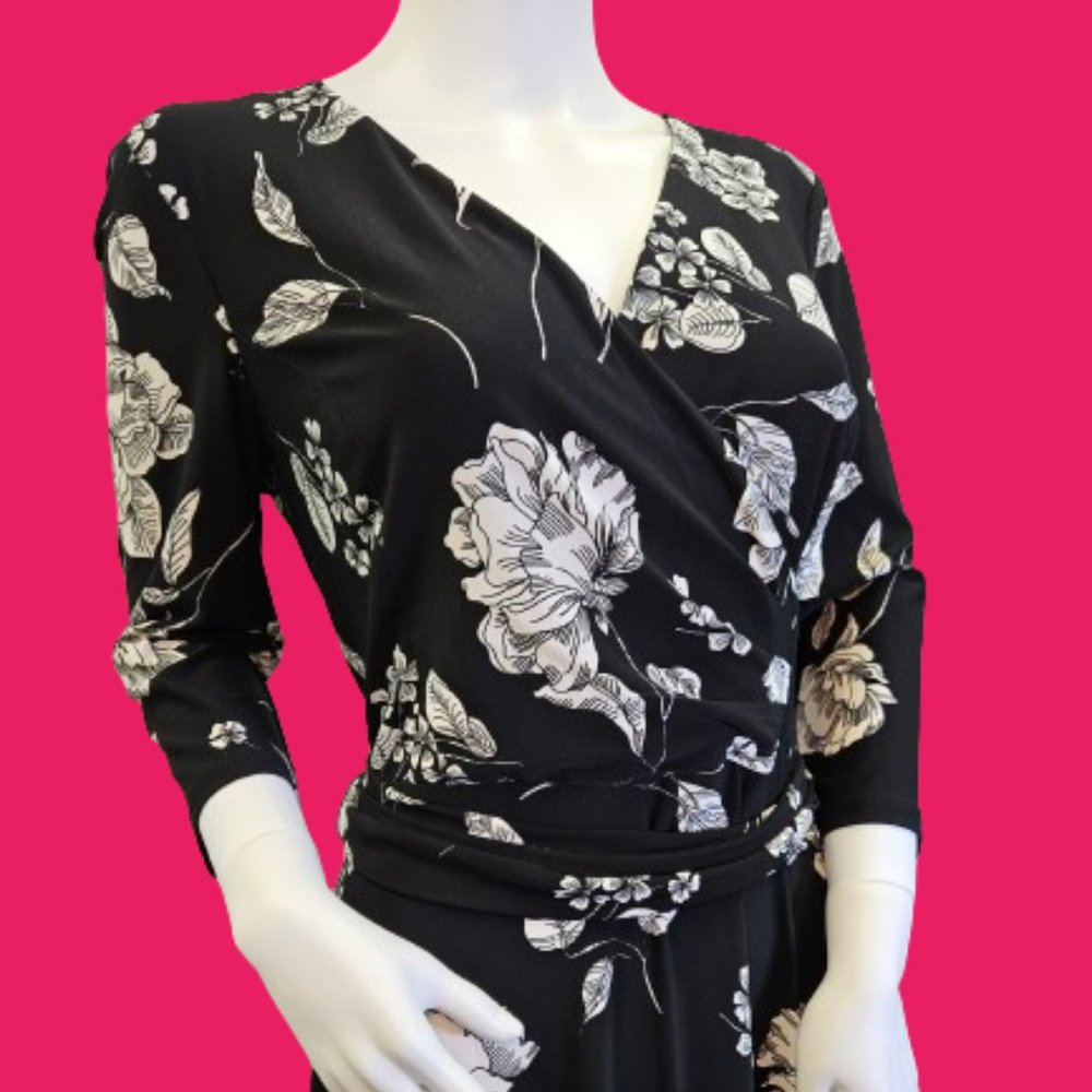 Black Floral Ralph Lauren Size 8 Dress